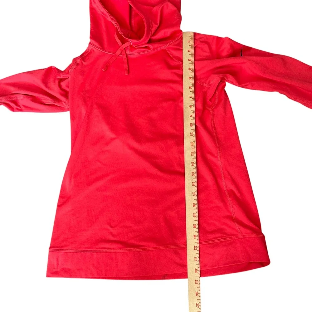 Nike Pro‎ Dri FIT Hoodie Women's Large Red Long Sleeve with Thumbholes Athletic